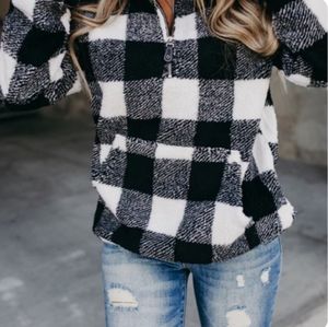 Quarter zip buffalo plaid pullover - Small